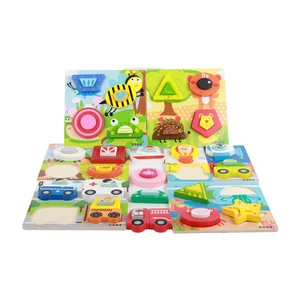 Funny 3d Wooden Puzzle Colorful Wholesale Kids Montessori Educational Toys Wooden Jigsaw Puzzle for Children Animal