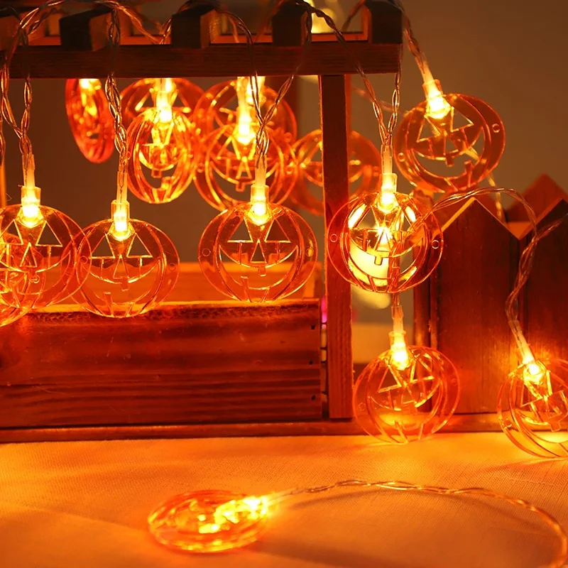 Guirlande Lumineuse Halloween Citrouille - 3 Mètres, 20 LED, à Piles, Pour Intérieur Et Extérieur - 9