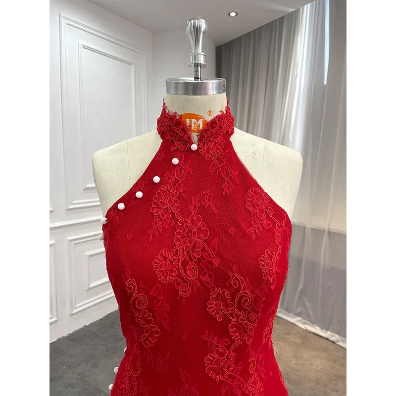 halter neck dress shein SHEIN Clasi Elegant Backless High Slit Cinching Waist Halter Neck Fash |  Dress