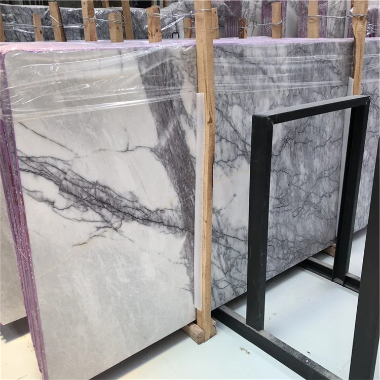 product popular design natural polished white lilac marble purple vein slab book match hotel wall background decoration-4