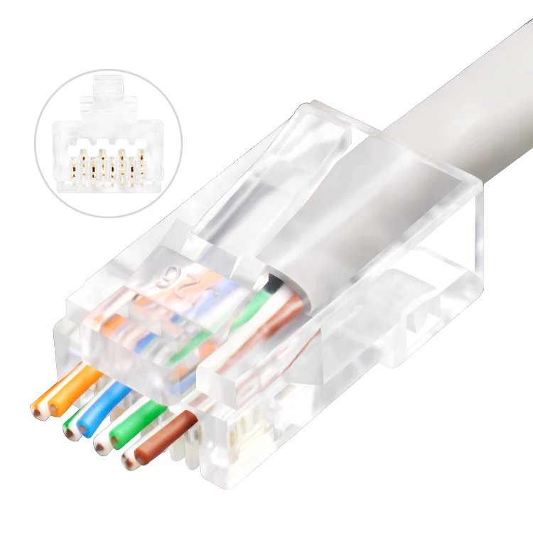 Rj45 Plug 8p8c Pass Through Hole Plug With Lock Boot Utp Rj45 Cat6 ...