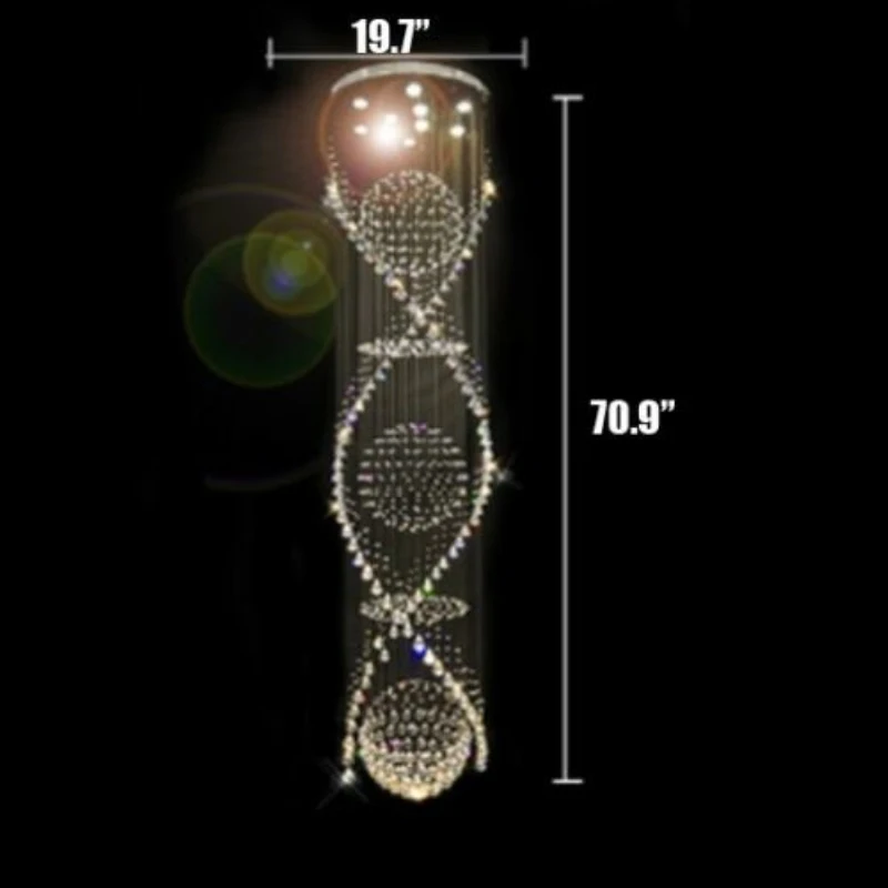 Double Helix Crystal Chandelier Cross Spiral Pendant Lamp for Living Room Hotel Hallway Foyer Entry Way Ceiling Light