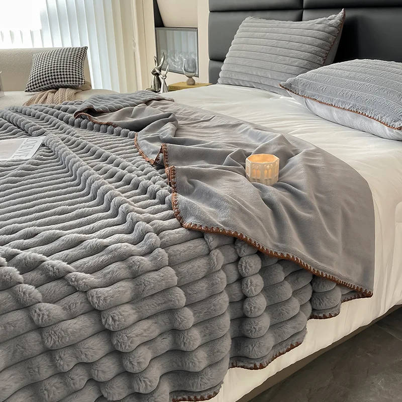 Wholesale Double Sided Bed Blankets For Winter Luxury Faux Fur Blanket