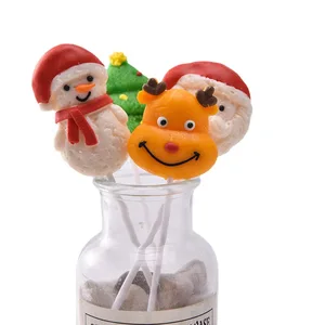Wholesale Custom Children's Day Cute Cartoon Christmas Lollipops Multi-Flavor Snacks Gift Stick Box Halal Certified Candy Sugar