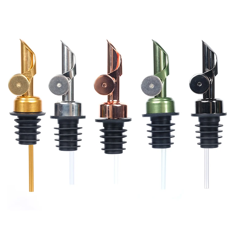 HAPPOW Confezione da 3 beccucci a chiusura automatica in acciaio inox color oro, beccuccio per versare con precisione alcol, olio d'oliva e aceto con