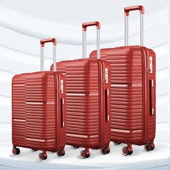 2023 New Advanced Custom Hard Shell PP Trolley Case Travelling Luggage 3 Pcs Suitcases Set With Lock PP luggage sets