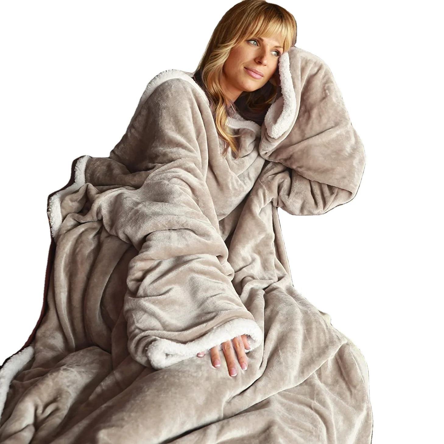 Удобный шерпа флисовый носимый халат ТВ одеяло с рукавами и карманами