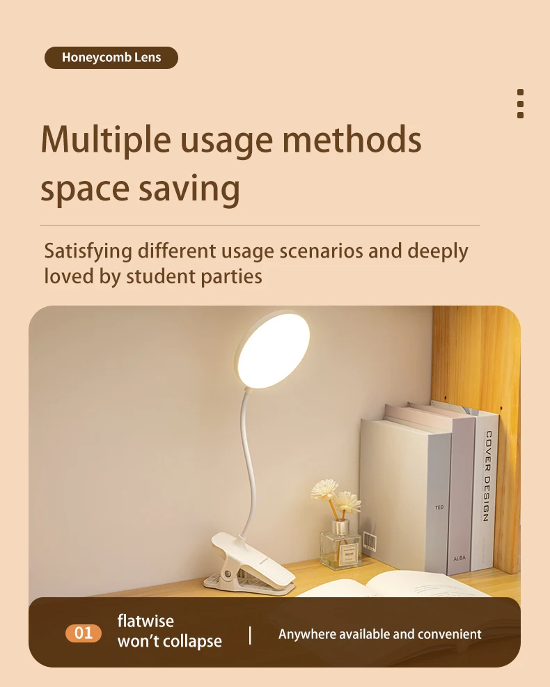 Yolomo Led Clip Reading Book Light Usb Charging Clamp Lamp With