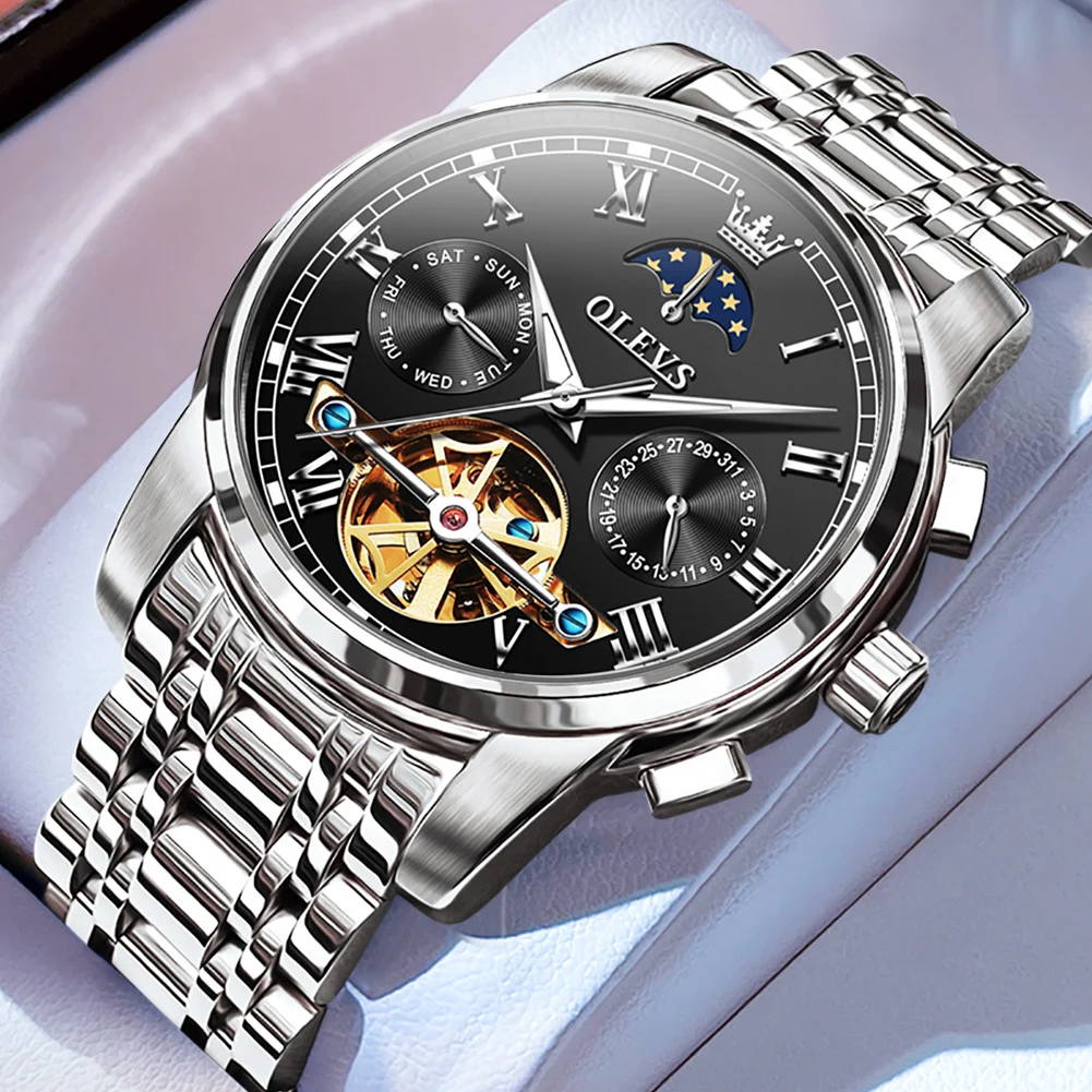 OLEVS Automatisch herenhorloge, zelfopwindend skelethorloge voor heren
