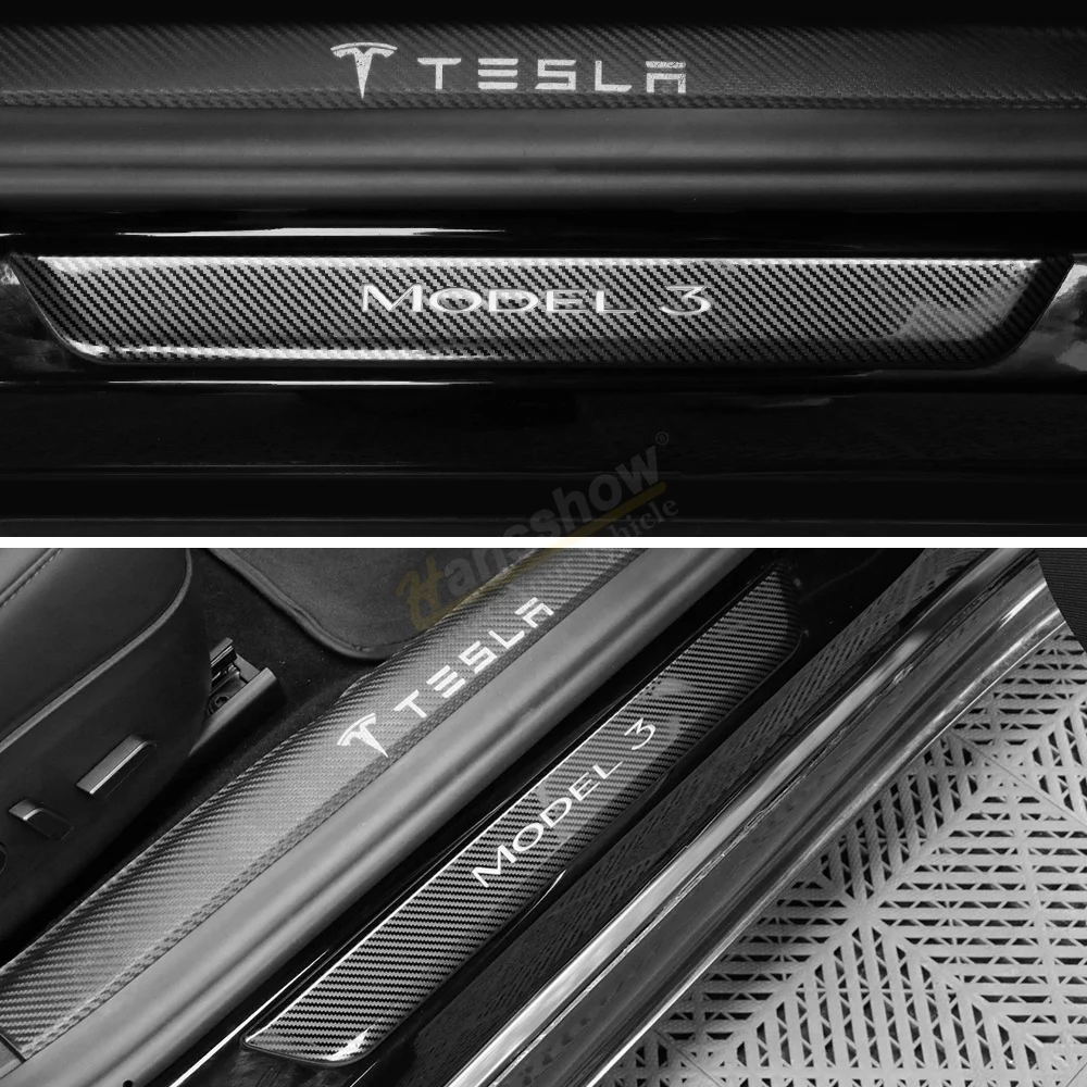 Hansshow Model 3/y Carbon Fiber Front/rear Illuminated Door Sill