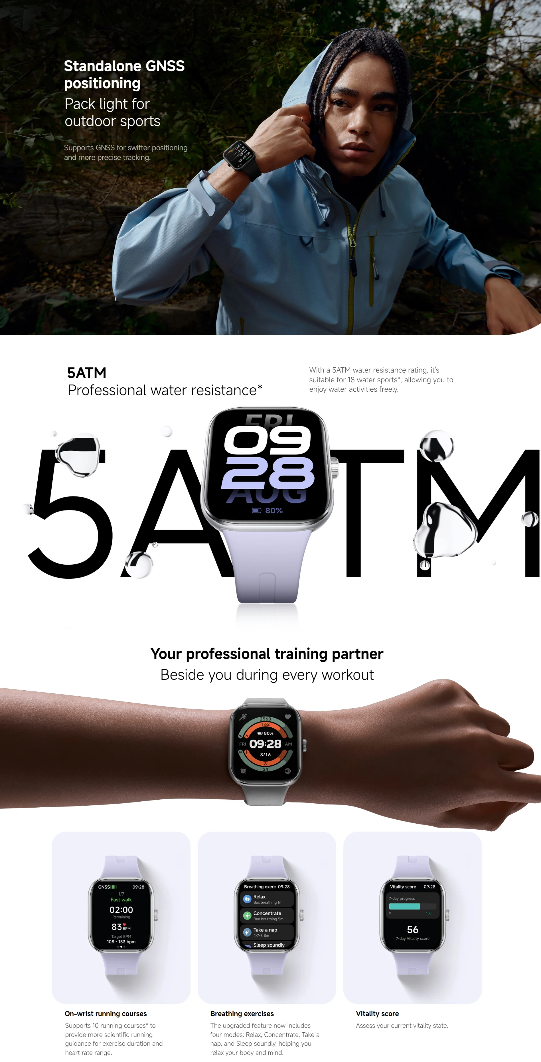 Pour Original Xiaomi Redmi Watch 5 GPS 2.07 "AMOLED 24 jours d'autonomie de la batterie Oxygène sanguin Fréquence cardiaque Fitness Tracker 5ATM