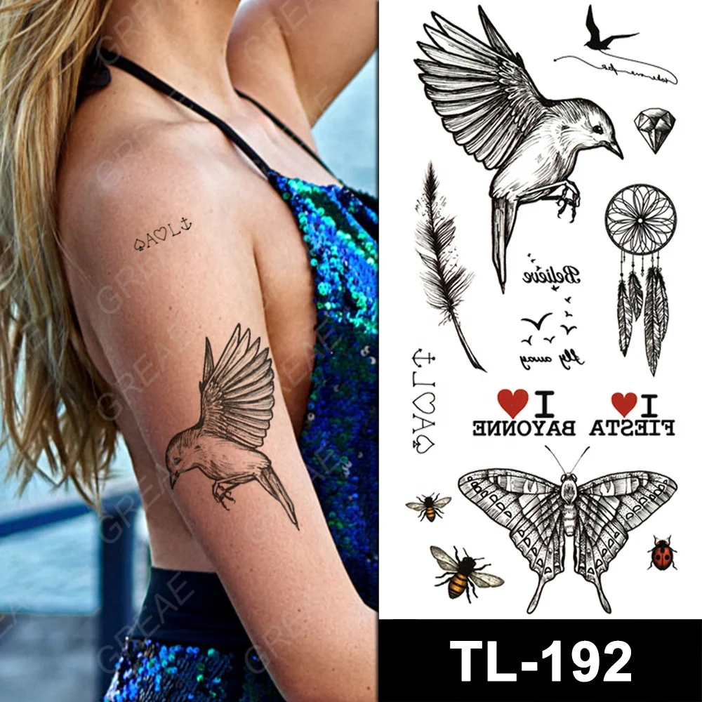 Small Flying Birds Temporary Tattoo  Set of 3  Little Tattoos