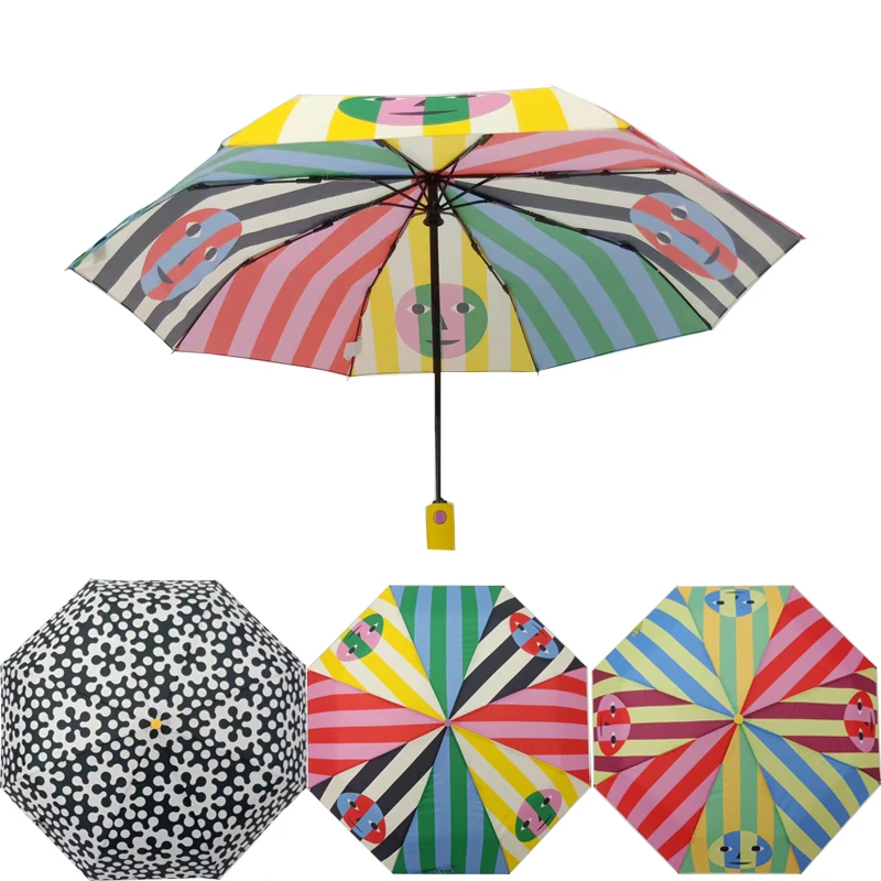 210T PG высокое качество супер дождь-устойчивый индивидуальный цвет цифровой печати 3 складной зонтик