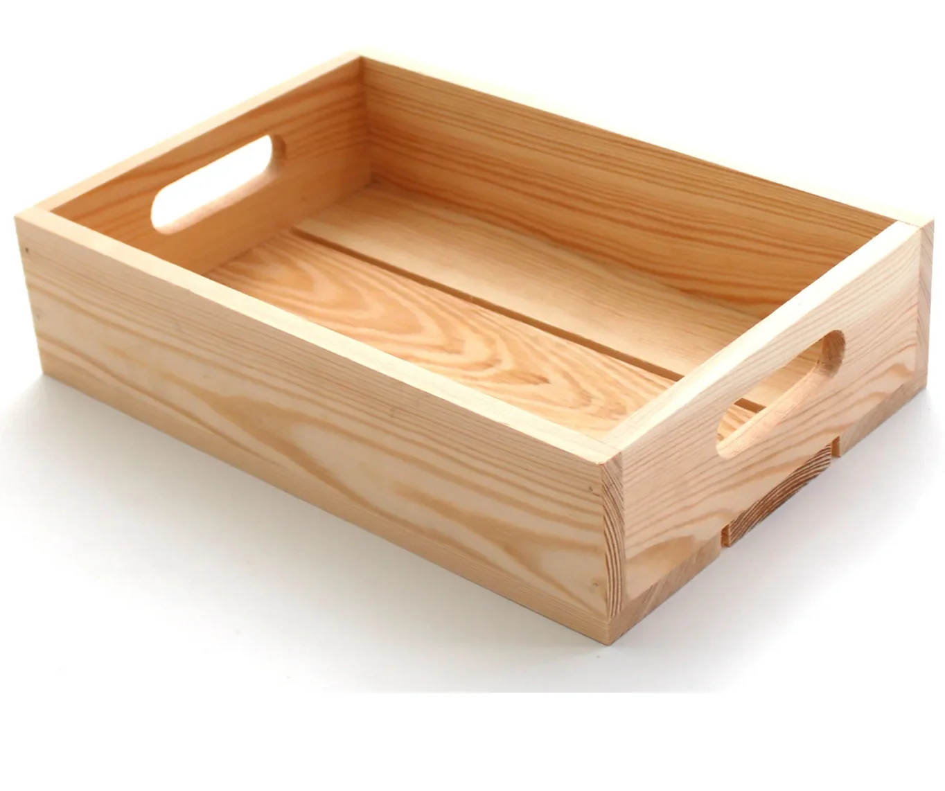 FSC Custom Pine Storage Box Natural Color Handmade Wood Crate Small Wooden Shallow Crate Unfinished Wooden Crate Box