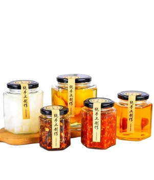 Six Pronged Sealed Glass Jars Lemon Cream Honey Chili Jam Kitchen Storage Jar with Lid