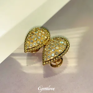 GEMLOVE 2.3CT Teardrop Lab Diamond Earrings - 18K Yellow Gold Bridal Jewelry IGI Certified