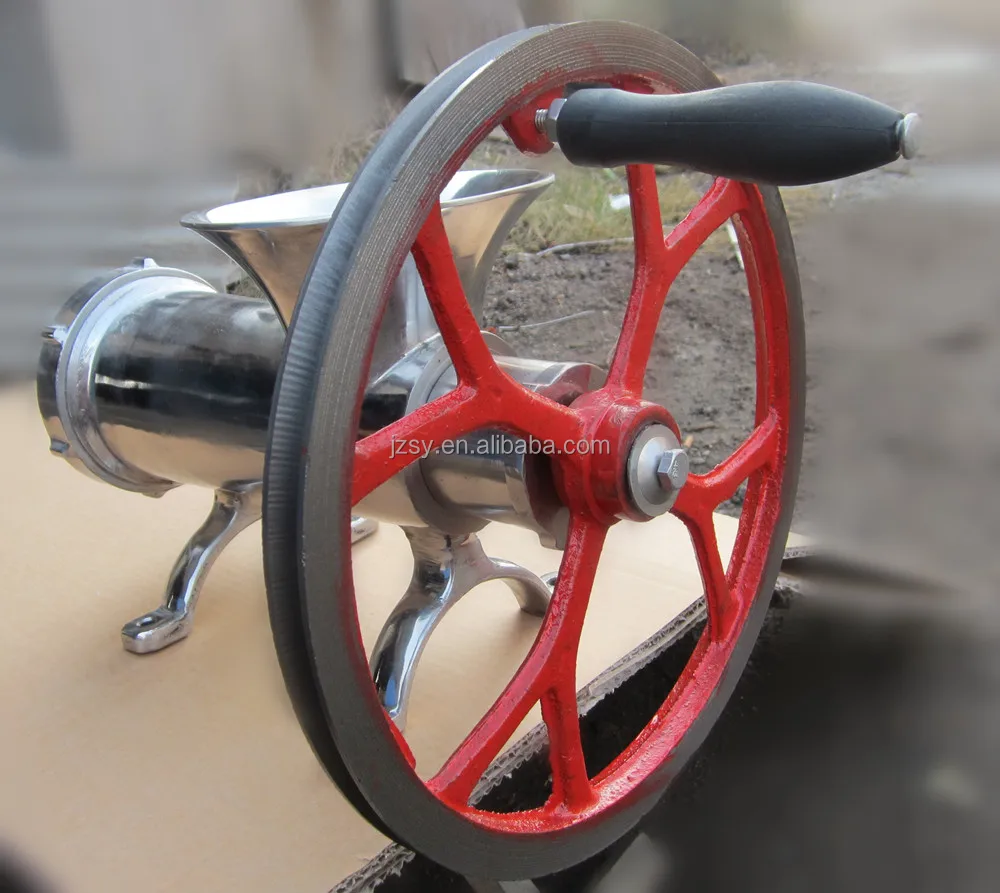 32 Hand Operated Meat Grinder Heavy Duty Commercial Manual Pulley Meat