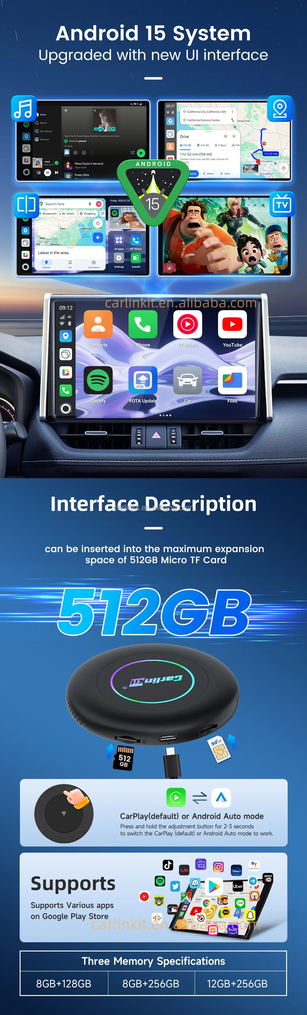 Carlinkit Android 15 Tbox Ultra 2 8gb 128gb Aibox 6350 5g Wireless