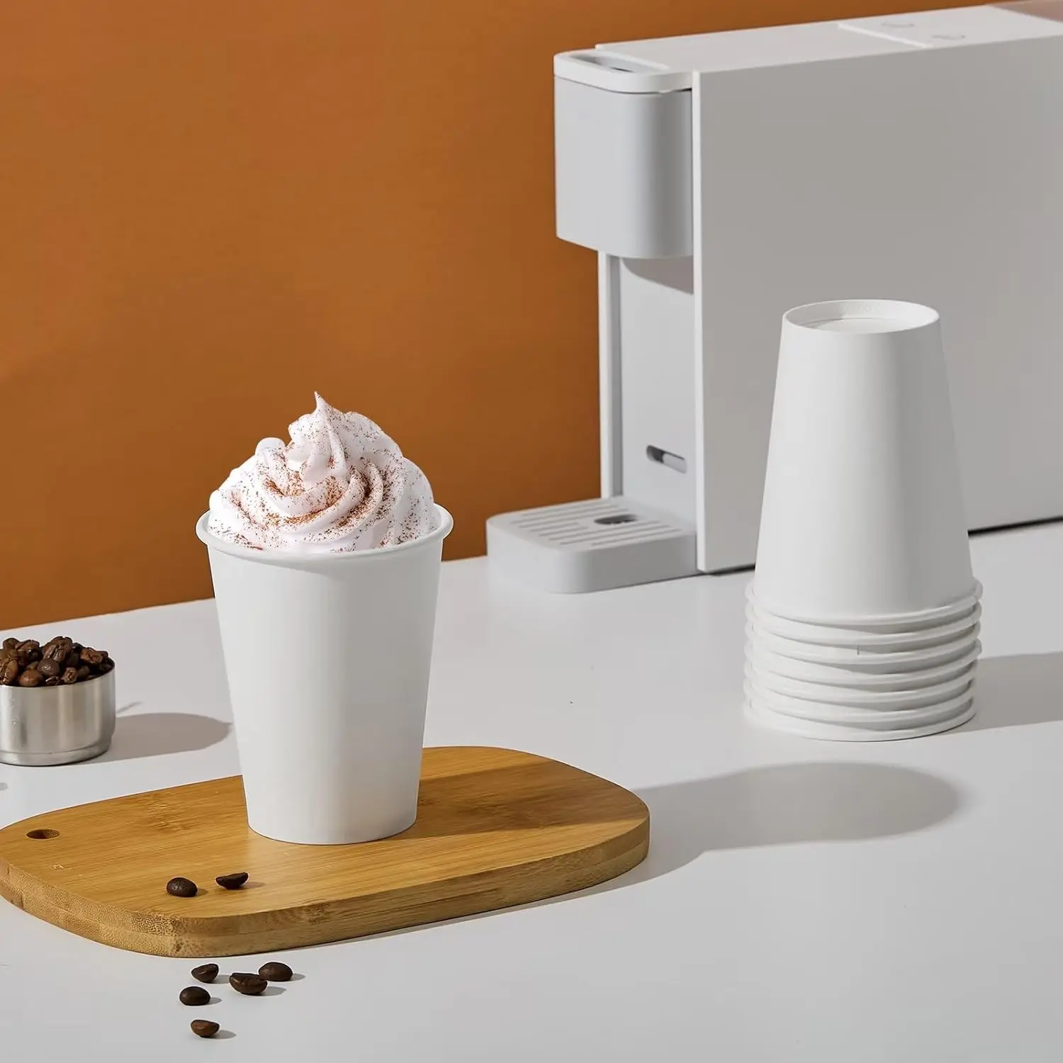 Biodegradable Recyclable Double Wall Coffee Cups Insulated Disposable Take Out Carton Cups Custom with Lid Wholesale