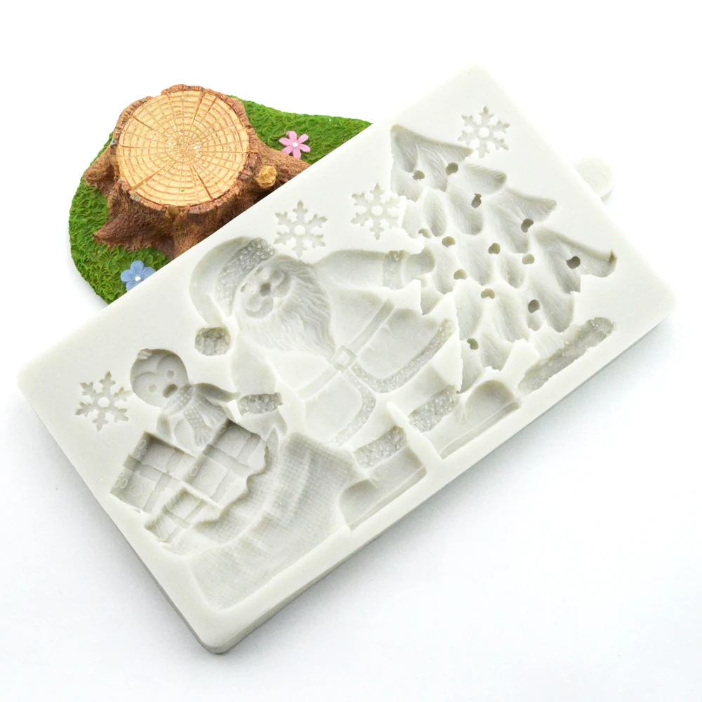 Christmas Tree Santa Snowflake Mould DIY Silicone Fondant Baking Decoration Tool Chocolate Mould Silicone Mould
