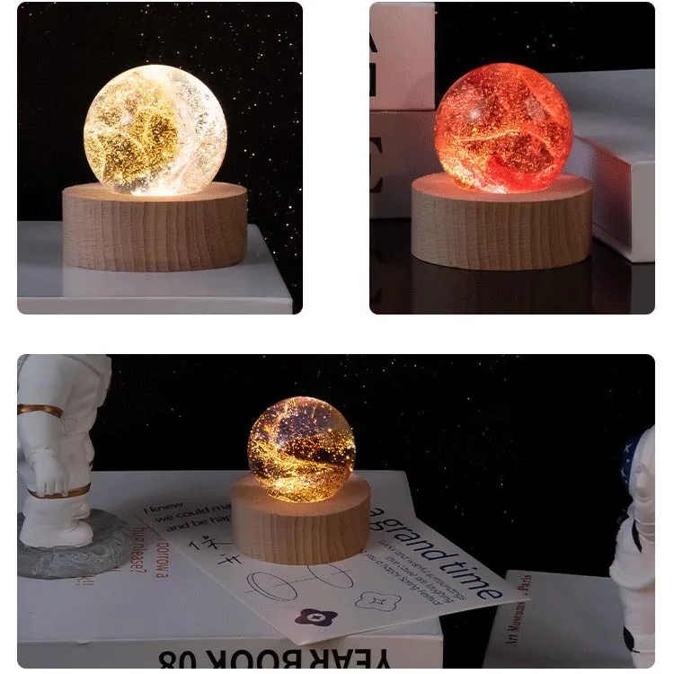 product crystal ball with solid wood bottom colorful glass beads luminous starry night light artistic holiday gift for girls women-42