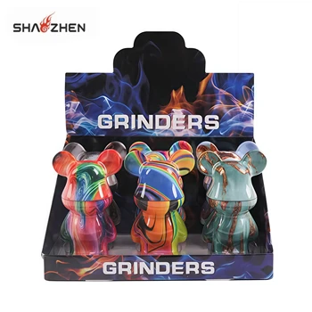 Wholesale Hot Selling Creative New Design Violent Bear Zinc Alloy Hand Cranked Large Capacity Tobacco Grinder
