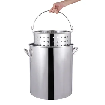 DaoSheng 30qt 36qt Stainless Steel Seafood Turkey Cooking Pot With Perforated Basket For Boiling stove Kit