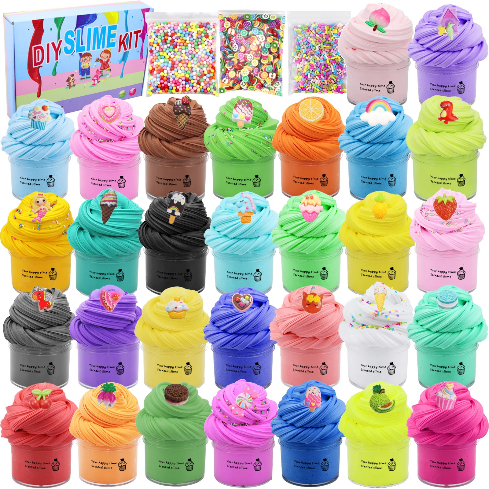 30 упаковок, лидер продаж, изготовленный на заказ мягкий ароматизированный игровой тесто «сделай сам», игрушки, слизь в облако, Набор для изготовления слайма для детей