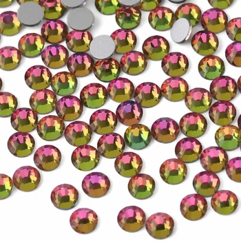 OPL Flat Back Crystal Rhinestones Round Gems For Nail Art And Craft Glue Fix Crystal Bulk Wholesale- Rainbow