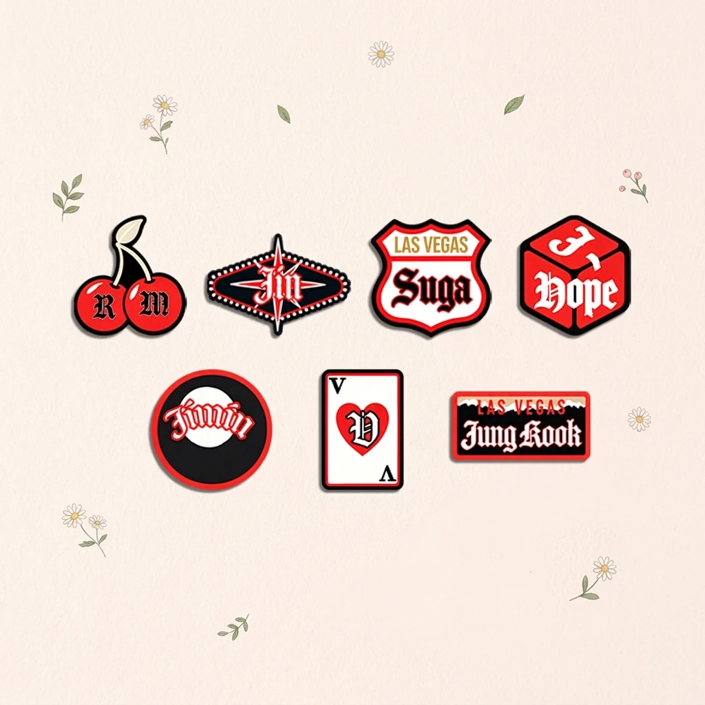 Kpop TAEHYUNG JUNGKOOK SUGA RM LAS VEGAS POP-UP Acrylic Badge Pins