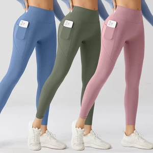 Women's Yoga Leggings 28 Inches High-Waist Tummy Control Quick Dry Features Custom Logo Workout Pants Pockets