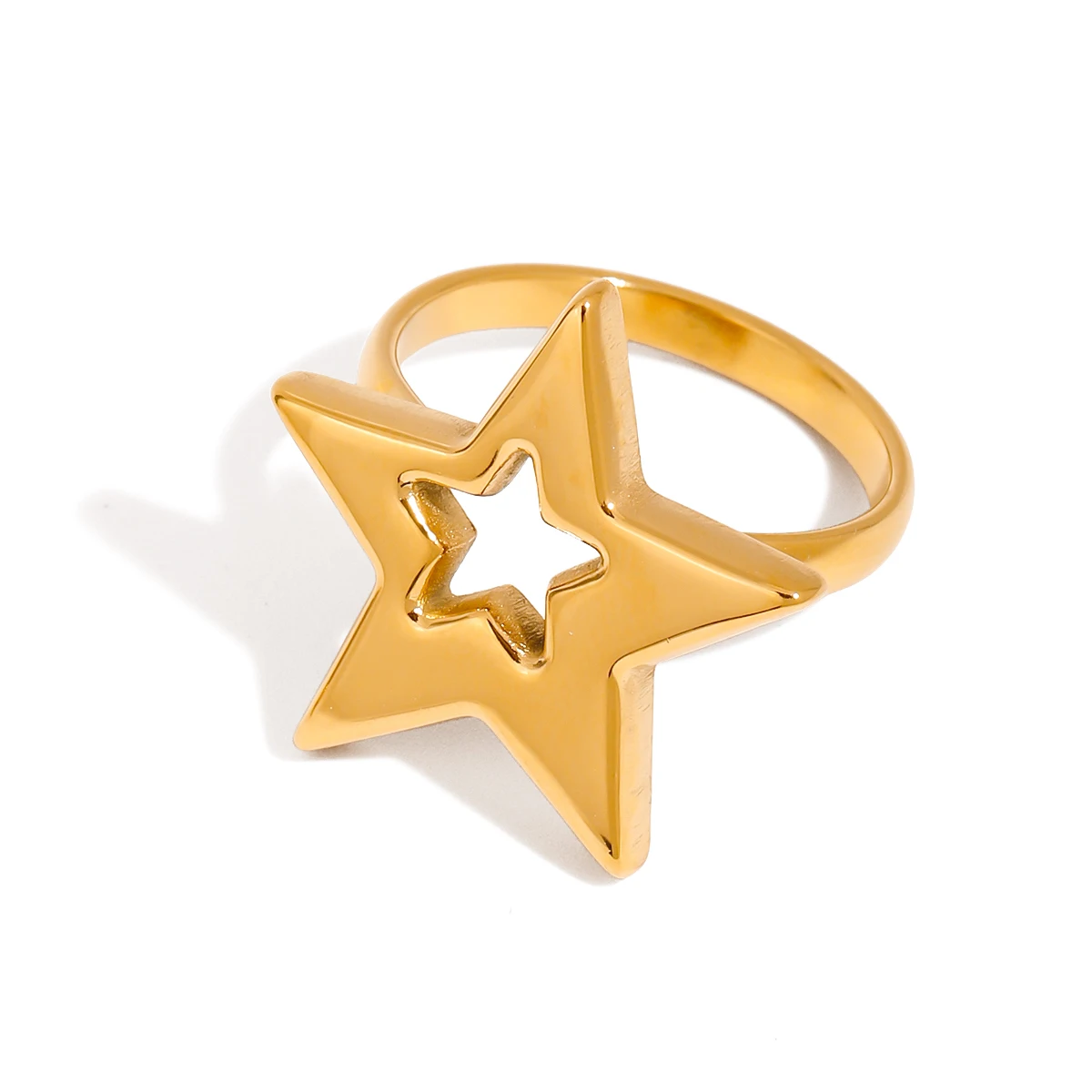 The Diamonds Pattern 18k Gold Plated Stainless Steel Ring