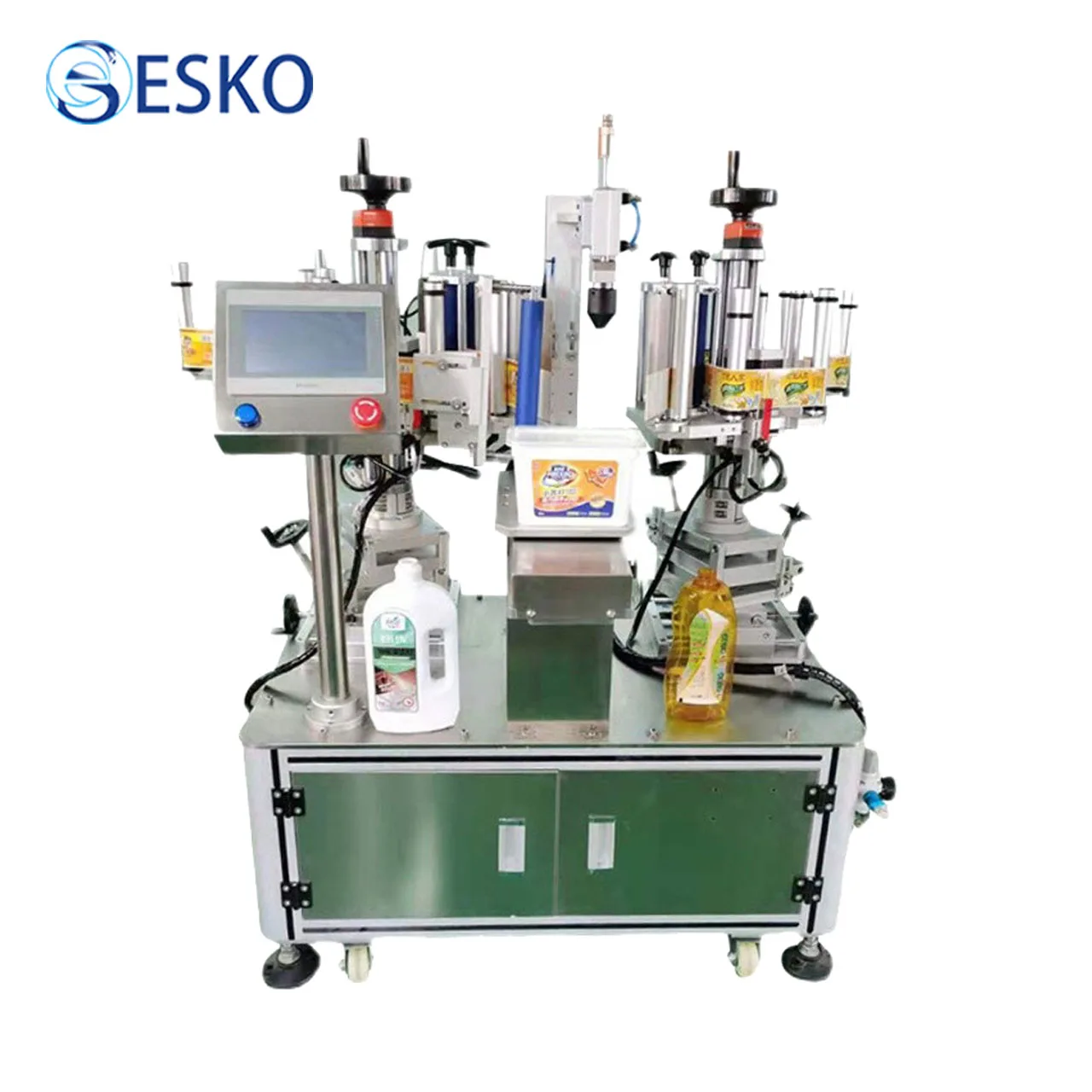 Cap Labeling Machine Top Bottom Flat Surface Label Applicator Bag Box Oval Square Bottle Jar ...