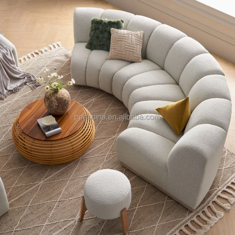 Modern Design Luxury Sectional Curved C Shaped Couch Fabric Customized ...