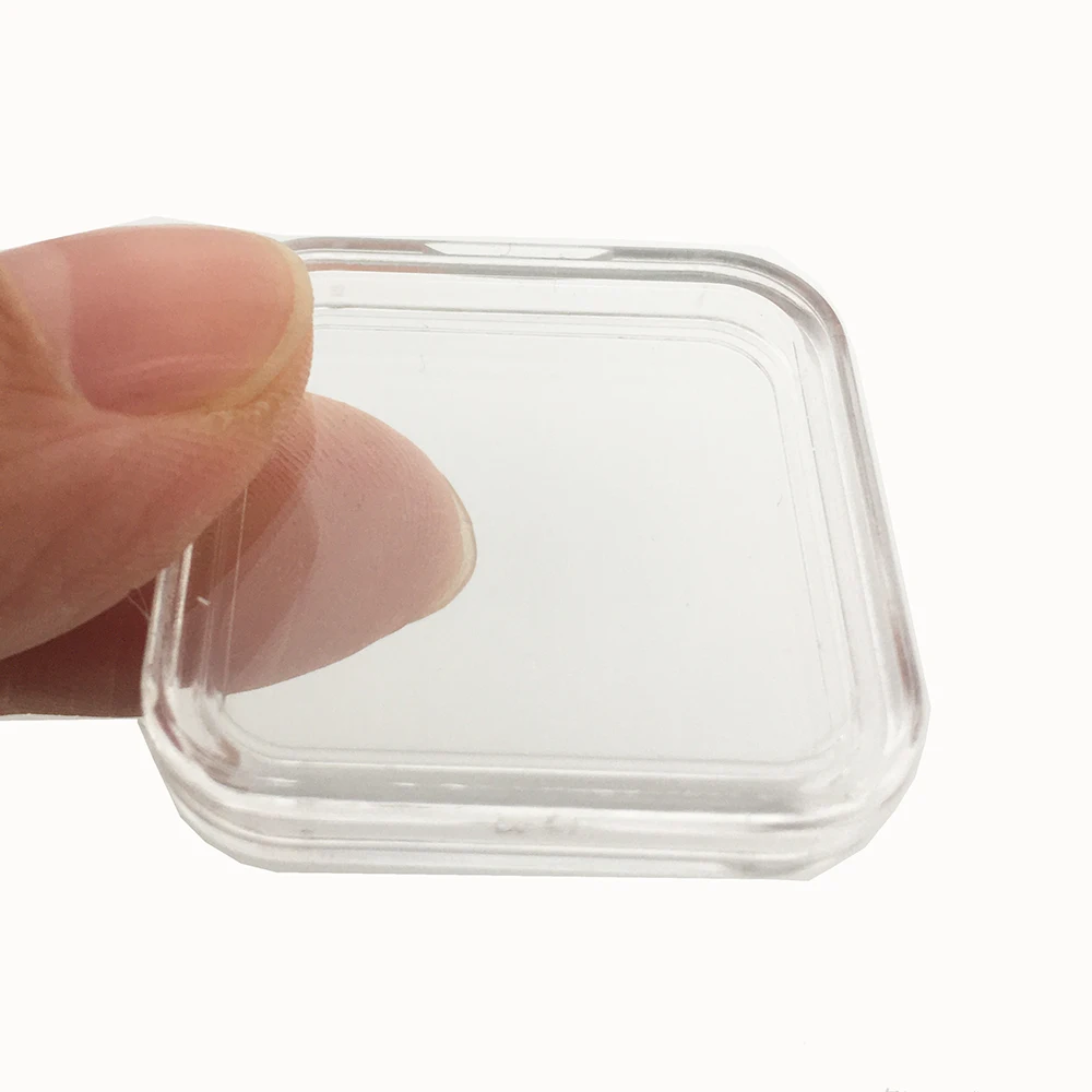 Clear Plastic Rotating Coin Capsule Display Case Holder Square Acrylic
