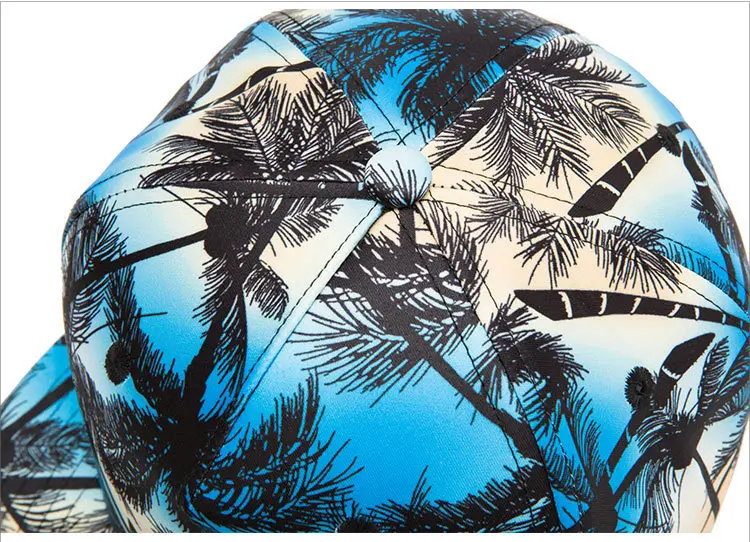 wholesale custom 5 panel trucker cap 3D heat printing coconut tree pattern snapback hat cap