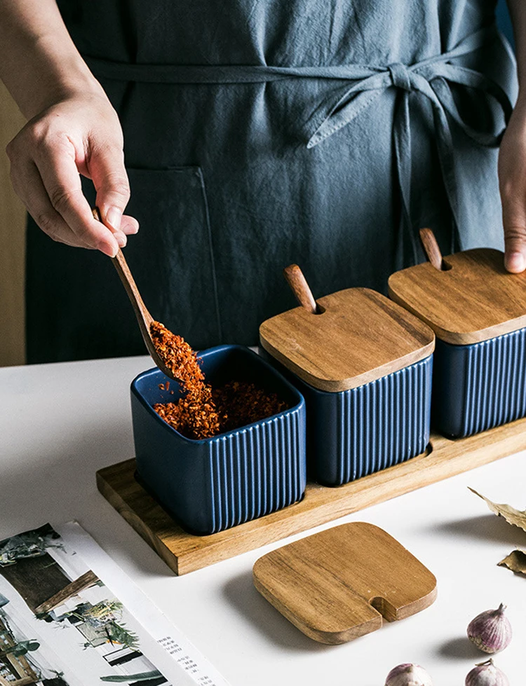 Kitchen Ceramic Spice Jar Set With Custom Name Ceramic Spice Jar Set