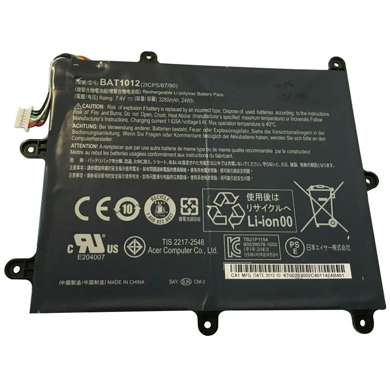 7.4V 24WH New replacement laptop battery for Acer battery Iconia TAB A200 A210 Tablet PC rechargeable li-Polymer battery 2cell