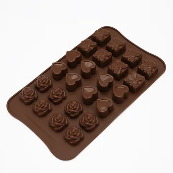 Flower Heart Cube Shape Food Grade Silicone Candy Molds Heat Resisting Chocolate baking Molds for cake shop