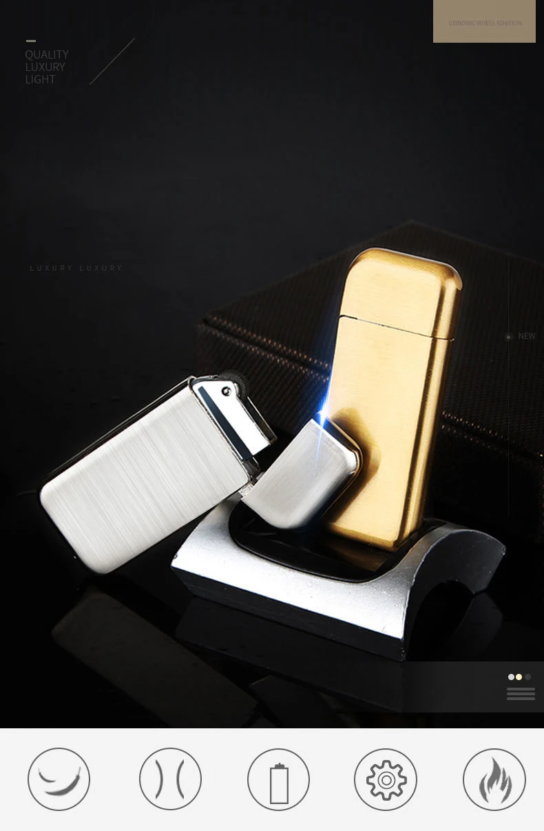 Glossy Custom Logo Metal Lighter Gift Butane Refillable Gas Cigarette