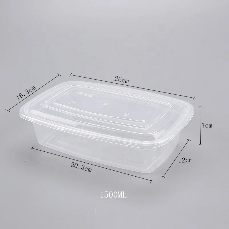 1500ml Rectangular Takeaway Plastic Containers Chicken Lobster Food Boxes Takeaway Packaging  with Lid