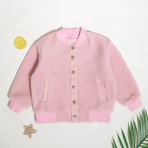 Newest Custom Wholesale Winter Kids Girls Tops With Snap Button Solid Color Boys Girls Outerwear Baby Jacket Coat