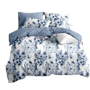 100% Polyester Bedding Set King Queen Double Single Size 4 Pieces Colorful Bed Sheet Set