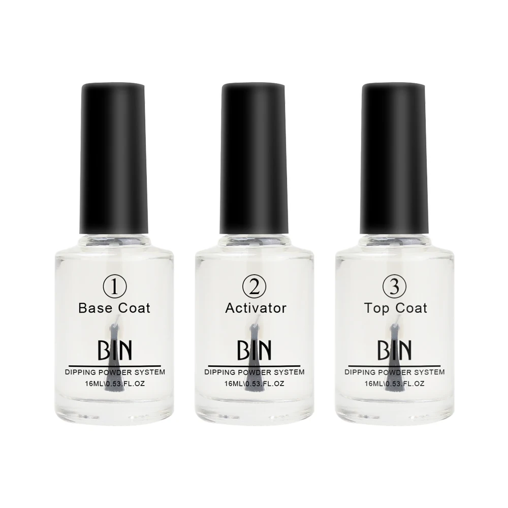 BIN Private Label Fast Dry Nail Dipping Powder Liquid Glue Dip Top Coat Dipping Powder Liquid System