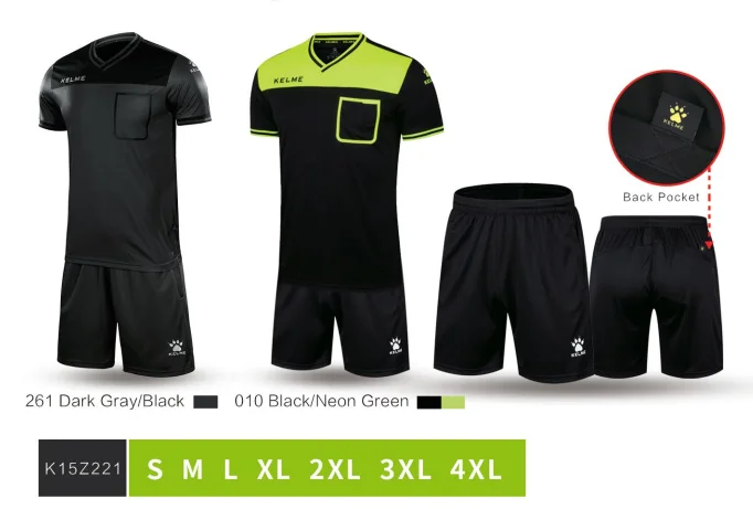 KELME Pro Soccer Referee Jersey Bundle - Includes Referee Jersey and Shorts