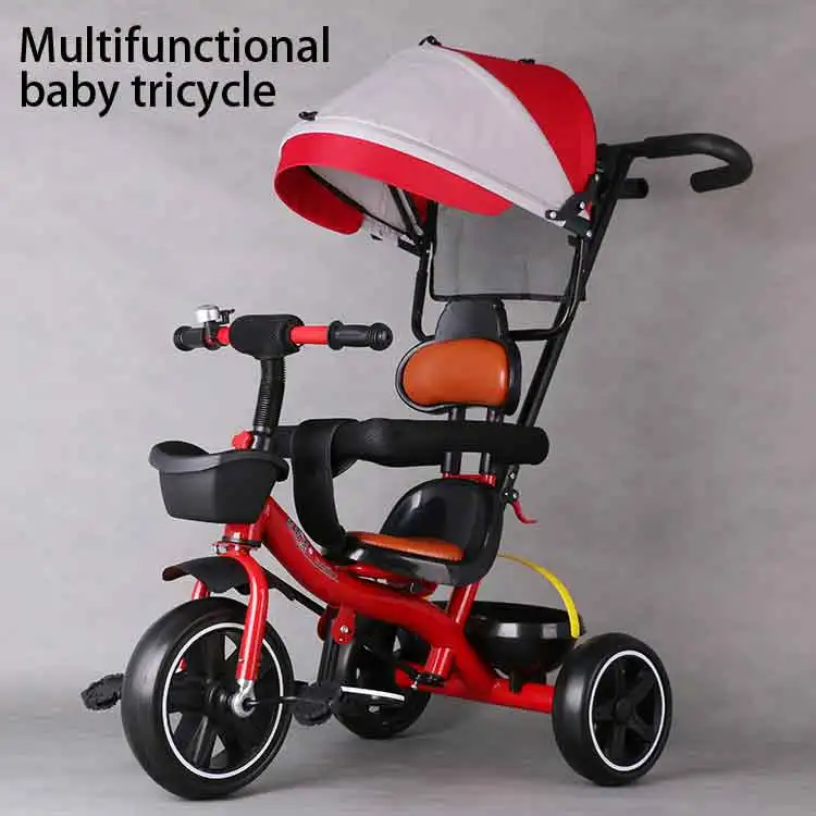 Kids' Tricycle with Umbrella & Side Security Handle – Safe & Comfortable Ride
