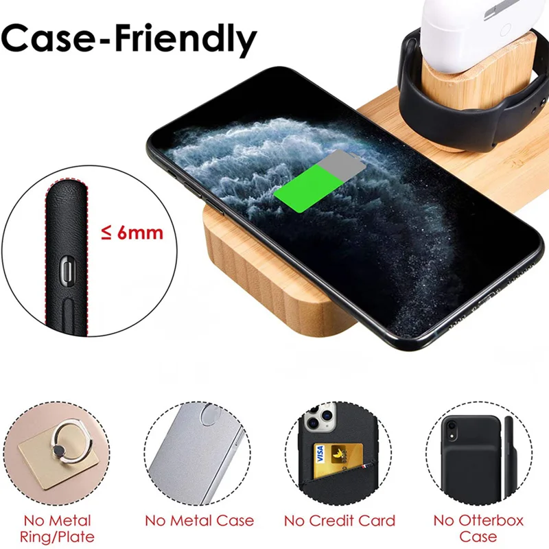 in Bamboo Charging Station Dock Q1 Fast 10W PD Wireless