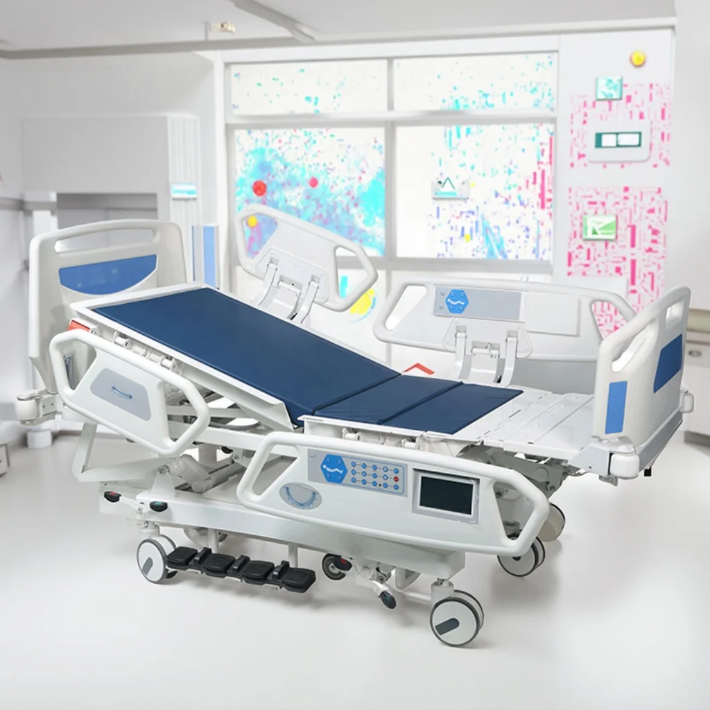 Professional Modern Electric ICU Patient Care Hospital Bed Multiple Motor Adjustment Medical Side Rails for School Hotel Use 3