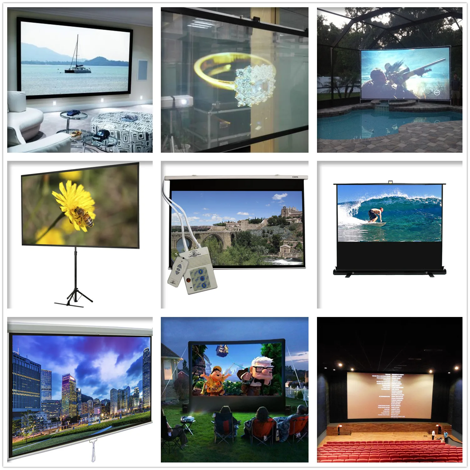 UNEED 0.3MM Transparent Screen Fabric Grey Rear Projection Film for 3D 4K Projector Screens