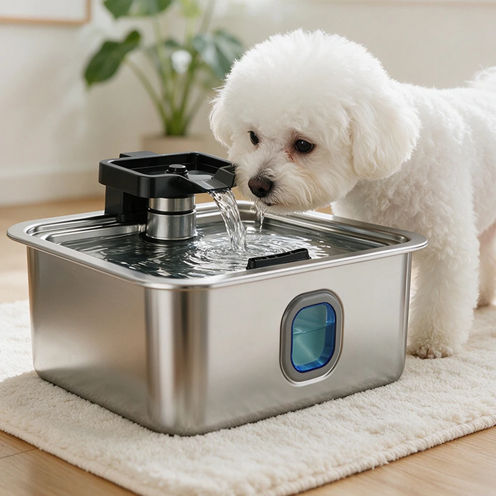 New 15L Large Capacity Stainless Steel Smart Pet Water Fountain USB Filter Circulating Water Dispenser for Large Dogs